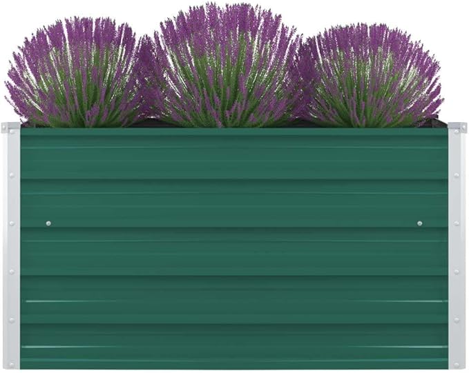 Outdoor Raised Garden Bed Galvanized Steel Square Planter Box Outdoor Raised for Gardening Vegetables Flowers 39.4x39.4x17.7 Galvanized Steel Green