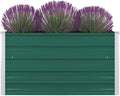 Outdoor Raised Garden Bed Galvanized Steel Square Planter Box Outdoor Raised for Gardening Vegetables Flowers 39.4x39.4x17.7 Galvanized Steel Green