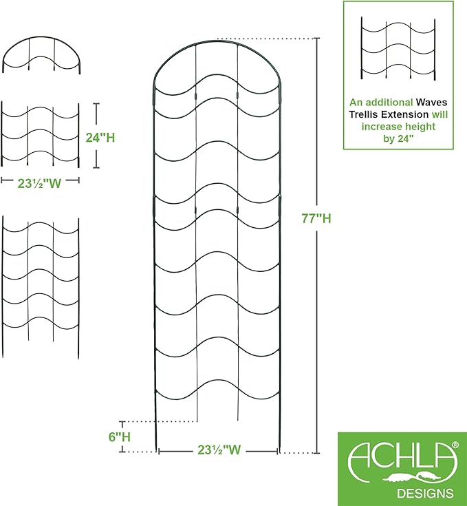 Achla Designs Waves Trellis Extension Piece Black
