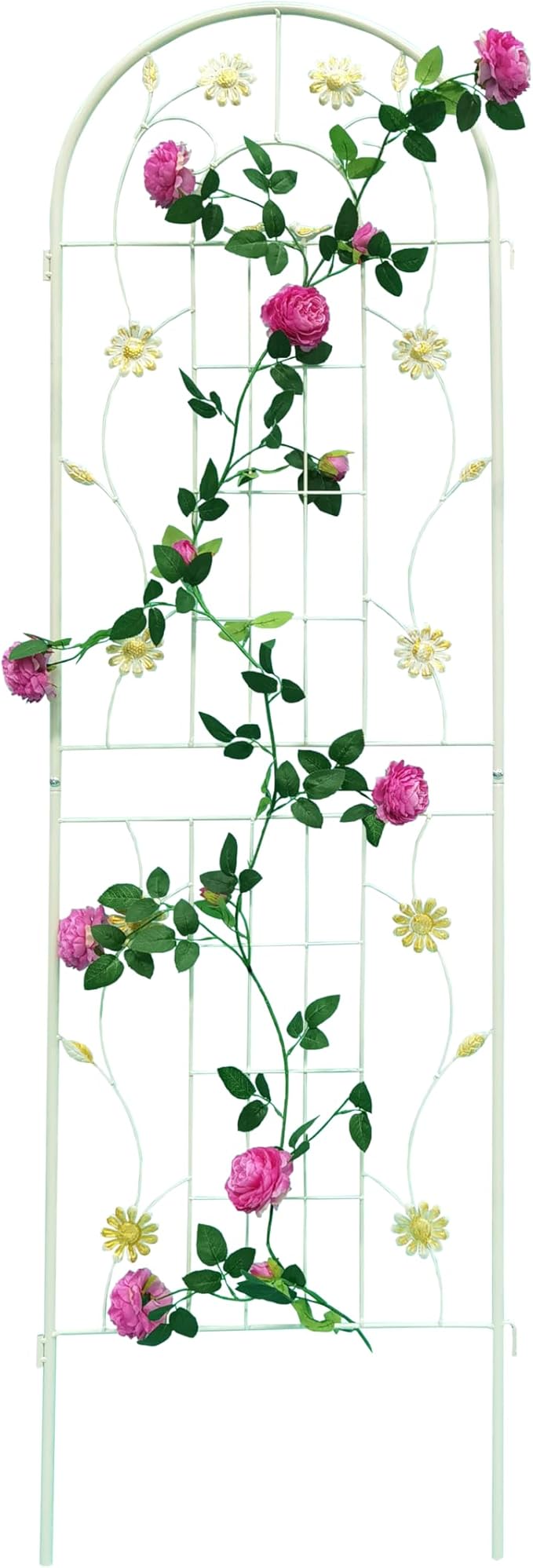 2 Pack Rustproof Metal Trellis for Climbing Plants 71x19.7 Outdoor Garden Support for Vines/Roses/Vegetables French Country Iron Plant Stand for Patio/Wedding Decor (White)