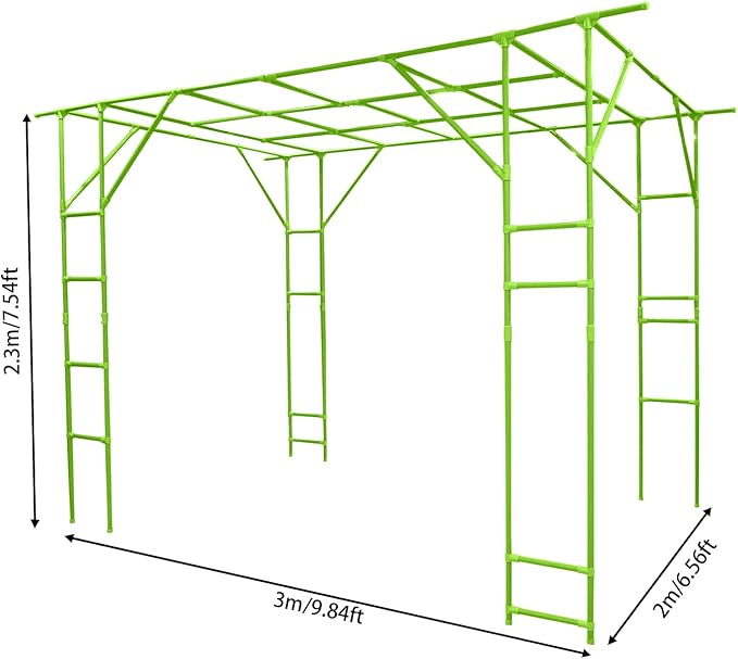 Extra Tall Garden Arch Trellis Metal Walkway Arbor Pergola with Pe Overmolding Plant Support Rack Trellises for Home Yard Plantation Garden and so On (Green 118.08 * 78.72 * 90.48in)