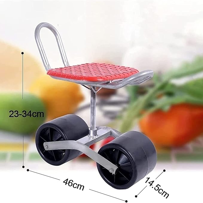 Garden Rolling Stool with ling Pad Garden Cart Tool Planting Picking Moving Chair with Wheels Garden Cart Rolling Work Seat Adjustable 360°