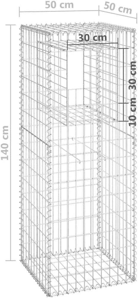 Set of 2 Gabion Basket Post Galvanized Steel Planter Raised BedGabion Raised Bed to Fill with Rocks or Gravel 19.7x19.7x55.1 Iron