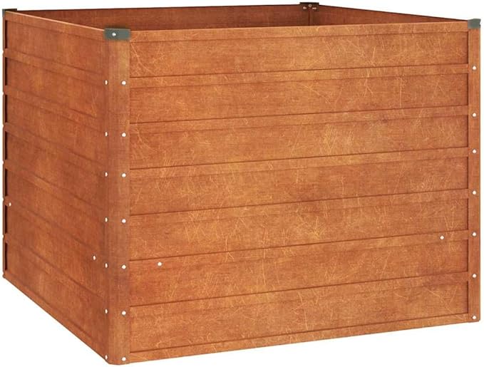 39.4 Corten Square Raised Planter Box Large Weathering Steel Garden Bed for Plants Herbs Vegetables