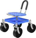 Garden Cart Rolling Stool with Wheels Adjustable Height 360 Degree Swivel Gardening Stool with Tool Tray Rolling Work Seat for Gardeners Elderly Seniors (Blue)