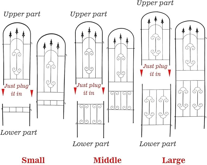 Metal Garden Trellis Climbing Clematis Plant Support Frame Large House Plant Trellis Indoor Heavy Duty Rustproof Black Iron Plant Trellis for Potted Plants SupportBlack150cm