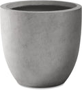 Kante 16.5 Dia Round Concrete Planter Large Outdoor Modern Indoor Decorative Plant Pots with Drainage Hole and Rubber Plug for Home and Garden Natural Concrete