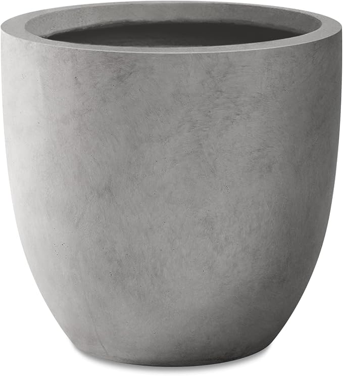 Kante 16.5 Dia Round Concrete Planter Large Outdoor Modern Indoor Decorative Plant Pots with Drainage Hole and Rubber Plug for Home and Garden Natural Concrete