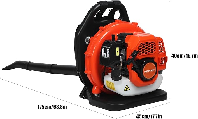 cdar 52CC Gas Backpack Leaf Blower 2-Stroke Engine 550CFM Commercial-Grade Backyard Blower for Lawn Care Patio Cleaning &amp Snow Removal Lightweight Ergonomic Design Orange