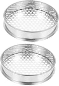 Sosoport 2pcs Round Soil Sifter Garden Soil Sifter Stainless Steel Sifting Pan Mesh Sieves for Rocks and Lawn