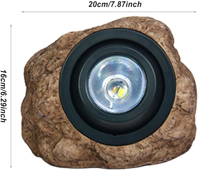 Solar Garden Rock Lights Outdoor LED Waterproof Spotlight Outside Led Garden Spot Lights Decorative Stone Light for Yard Patio Walkway Pathway(Brown)