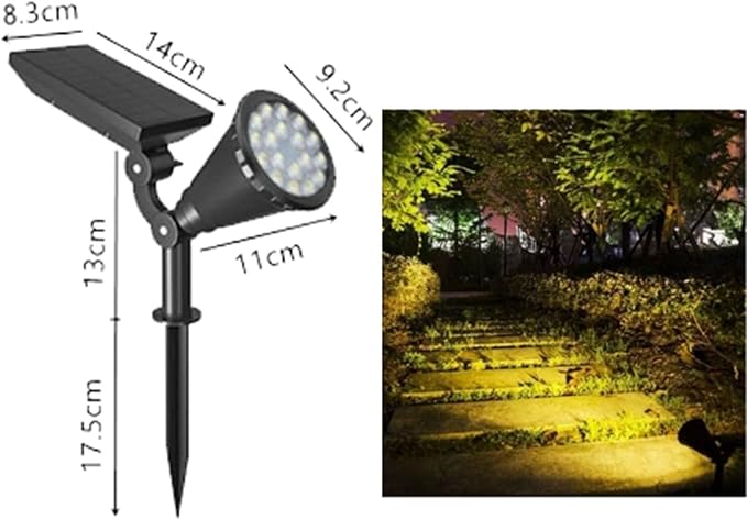 18led WarmSolar Color Changing Spot Lights Outdoor Waterproof 2 Pack Multicolor Landscape Spotlights 180° Solar Powered Lights Height Adjustable for Courtyards Balconies Gardens