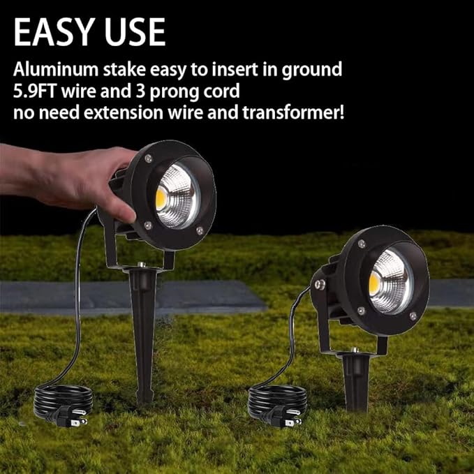 LED Outdoor Spot Lights120V Landscape Lighting Outdoor Spotlight With Plug Cord  2700K-6500K Stepless Dimmable Landscape Light with Timer and Remote for Yard Garden Pathway flag (20W Pack 4)