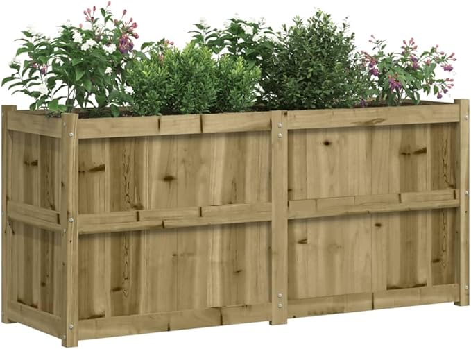 Wooden Raised Garden Bed Garden Planter Box Outdoor Wood Raised Garden Bed for Planting Plants Vegetables 59.1x19.7x27.6 Impregnated Wood Pine-258