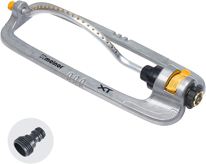 Melnor 65118-AMZ XT Metal Turbo Oscillating Sprinkler with QuickConnect Product Adapter Amazon Bundle 4000 sq. ft. Coverage