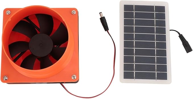 10W 12V Solar Exhaust Fan Kit With Round Duct And ABS Housing Solar Panel Powered Ventilation For RV Attic Greenhouse Boat(orange)