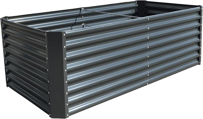 6x3x2FT Galvanized Raised Garden Bed Metal Garden Planter Box for for Gardening Vegetables Fruits Flowers Gray