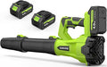 Leaf Blower Cordless 650CFM 288MPH Electric Leaf Blower with 2 x 4.0Ah Battery Operated 6 Speed Mode 20V Powered Handheld Blowers for Lawn Care Patio Dust Blowing Leaves