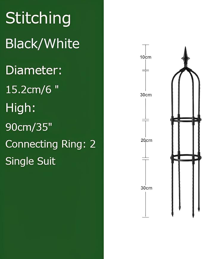 1-Pack Garden Trellis Garden Tower Potted Plant Support Plant Cage Rose Obelisk Garden Decoration Stand Black/White (Color : Black Size : 90X15.2cm)