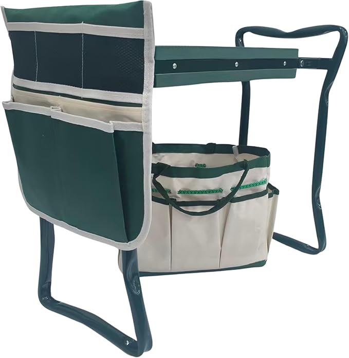 Garden Kneeler and Seat Heavy Duty - Foldable Kneeling Stool with Large Tool Pouch &amp Storage Bag Space-Saving Ideal Gift for Gardeners Seniors &amp Parents