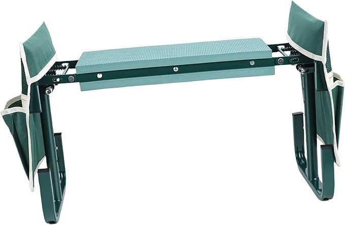 Garden Kneeler and Seat Height Adjustable Foldable Gardening Stool Bench with 2 Tool Pouches for Kneeling Sitting Gardening Gifts for Women Mom Men Seniors Kneeling Pad (Green)