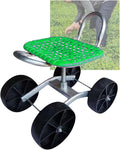 Outdoor Gardening Carts with Seat Utility Stool Cart with Adjustable 22-36cm Height and 360° Rotatablefor Lawn Yard(Green)