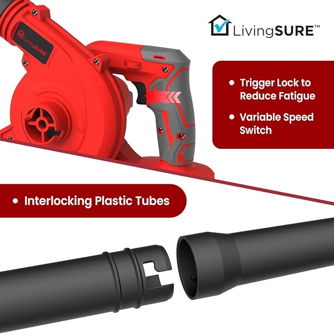 Cordless Compact Leaf Blower Vacuum by LivingSURE Lightweight Electric Handheld Blower for Lawn and Leaf Care Patio Cleaning Dust Cleaner - Battery Not Included