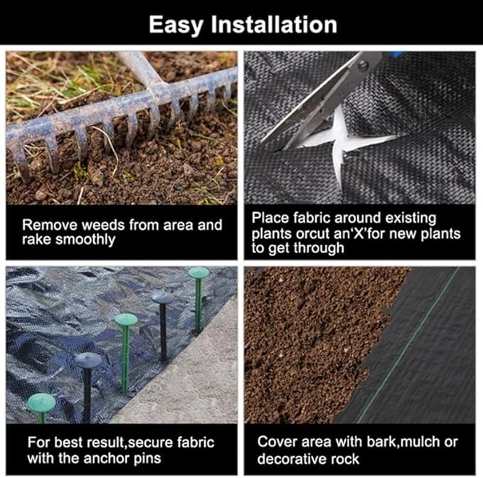 Heavy Duty Weed Barrier Fabric - U-V Stabilized Black Woven Ground Cover for Garden and Landscape1pcs(0.4mx50m)