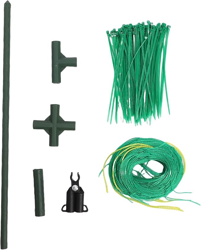 Fabater Cucumber Trellis Plastic Coated Steel Wind Proof 11mm Inner Pipe A Frame Adjustable Angle Garden Trellis Vegetable with Nylon Net for Climbing Plants in