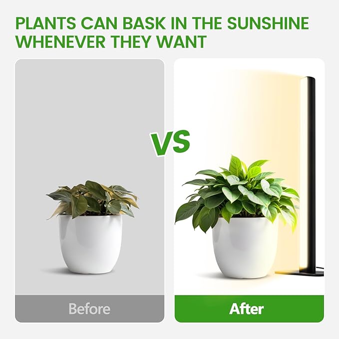 Grow Lights for Indoor Plants20W 169 LED Full Spectrum with Timer Hanging Plant Growing Light with Dimmable On/Off Switch16.8in Height Standing Vertical Lamp for Seed Starting Growth