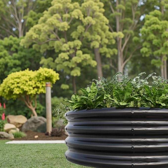 Heavy-Duty Galvanized Steel Raised Garden Bed for Vegetables Flowers Herbs and Fruits – Rust-Resistant Outdoor Planter Box (2PCS Black with 32.08x11.4 inches)