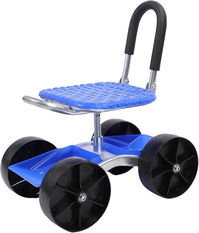 AYNEFY Rolling Garden Seat with 360° Rotation Height Adjustment for Extended Gardening Work