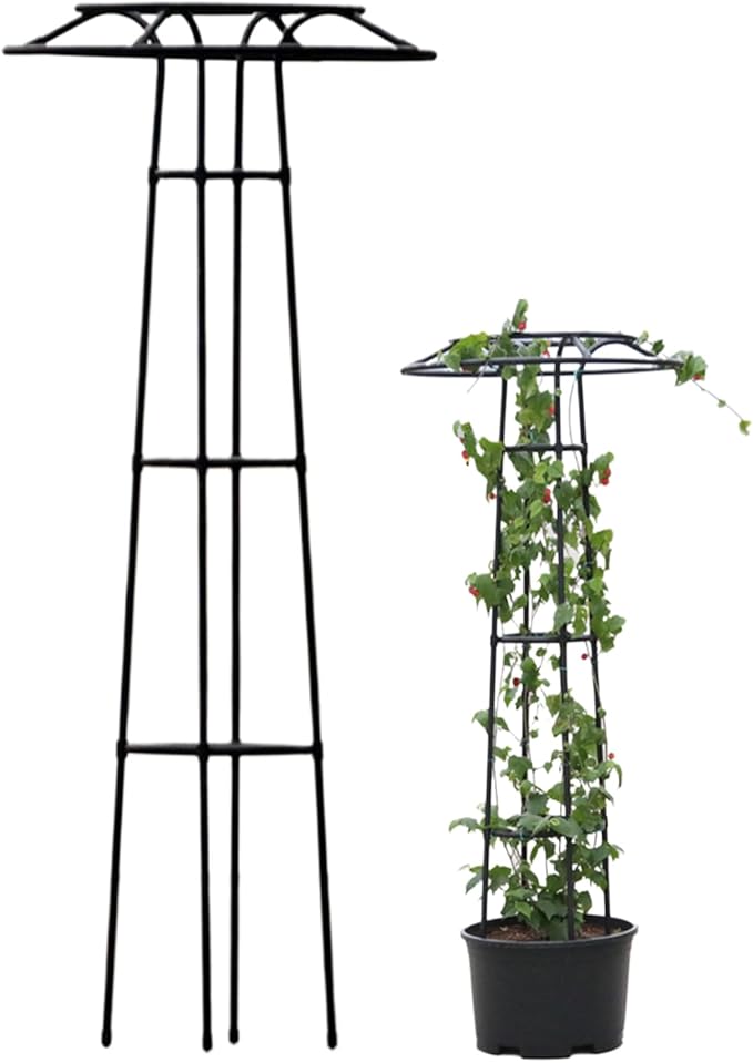 Garden Trellis for Climbing Plants Umbrella Shaped Ventilated Plant Trellis Plastic Wrapping UV Protection Metal for Potted Plant Long 57inGarden for Climbing Plants