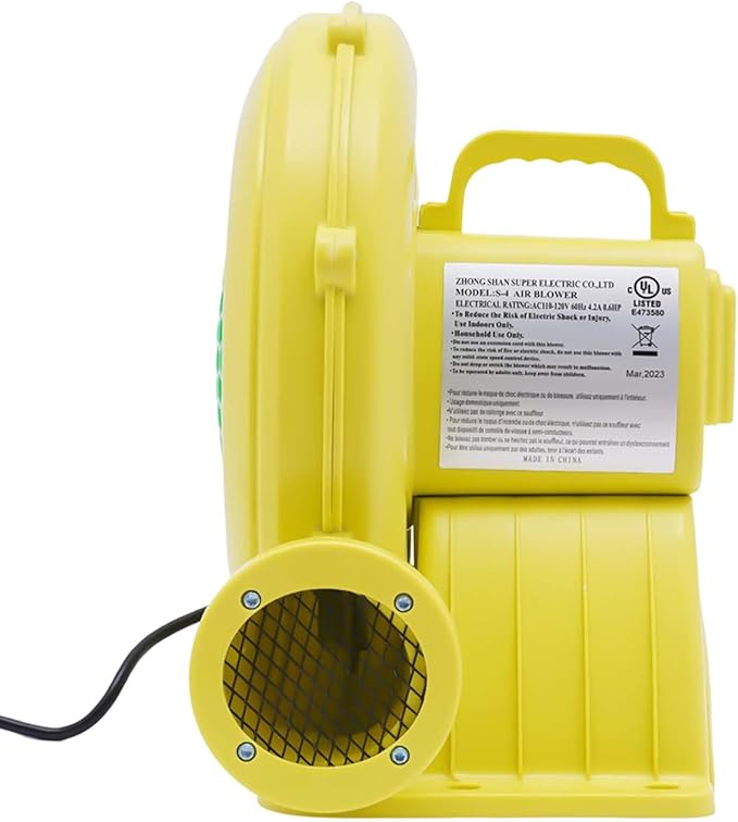 Air Blower Pump Fan 2150Pa Air Blower Jumping Bed Inflator Powerful Inflatable Bounce House Blower for Inflatable Water Slide Bouncy Castle Bounce House Speed 3250RPM 1118CFM Air Volume