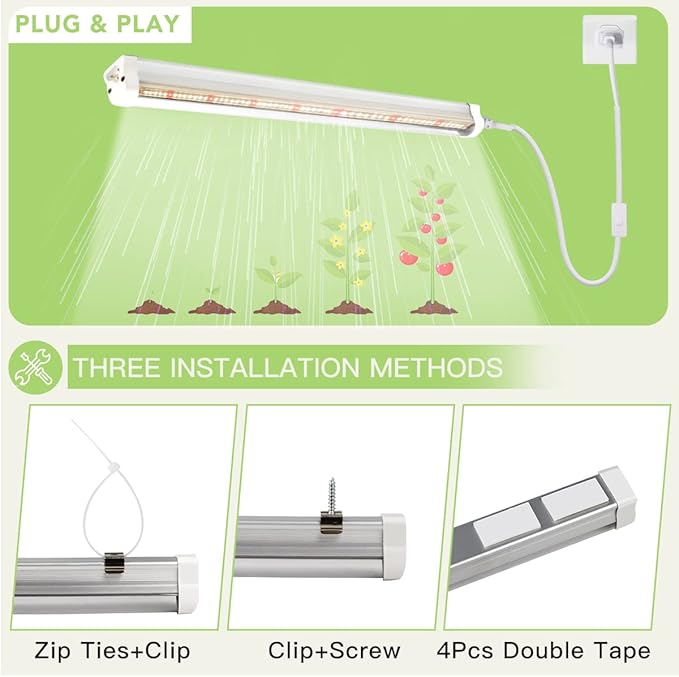 GYTF T5 Grow Lights 408 LED-Bulb White Full Spectrum High PPFD Plant Light Strips for Indoor Plants Growing Greenhouse Seeds Starting Succulents Expandable Design (8x10W 400W Equivalent)