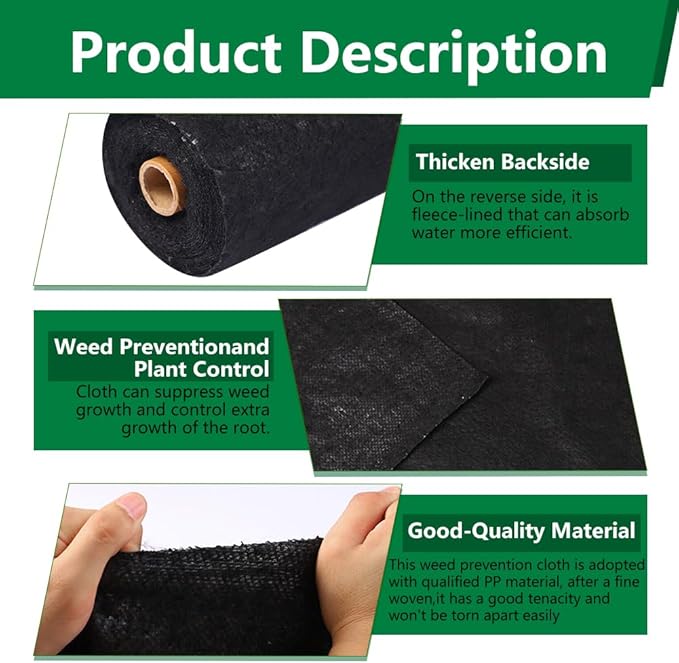 6ft x 200ft Weed Barrier Landscape Fabric Heavy Duty5.3 oz Weed Blocker Garden Ground Cover FabricGarden Control ClothGround Cover with Woven Weed ClothDurable Landscaping FabricVelvet Back