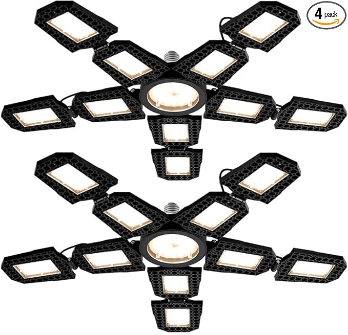 4Pack 200W Indoor Plant Light 100-277V Seeds Planting Bulbs E26/E27 Greenhouse Hydroponic Fill Lights Adjustable Foldable Panel Seeds Fruits Flowers Potting Cactus Succulent UV/IR Cultivate Lighting