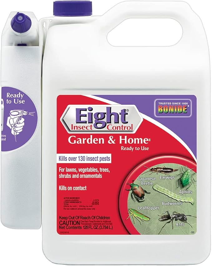 Bonide Eight Insect Control Garden &amp Home 128 oz Ready-to-Use with Sprayer Insecticide for Outdoors Kills Beetles Aphids Ants