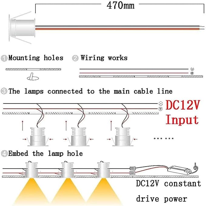 1W Landscape Lights - DC12V Mini Ceiling Spotlight Outdoor Buried Lamp Recessed Spot Light for Closet Hallway Showcase Indoor Display Jewelry Counter 4Pack(Blue30°)
