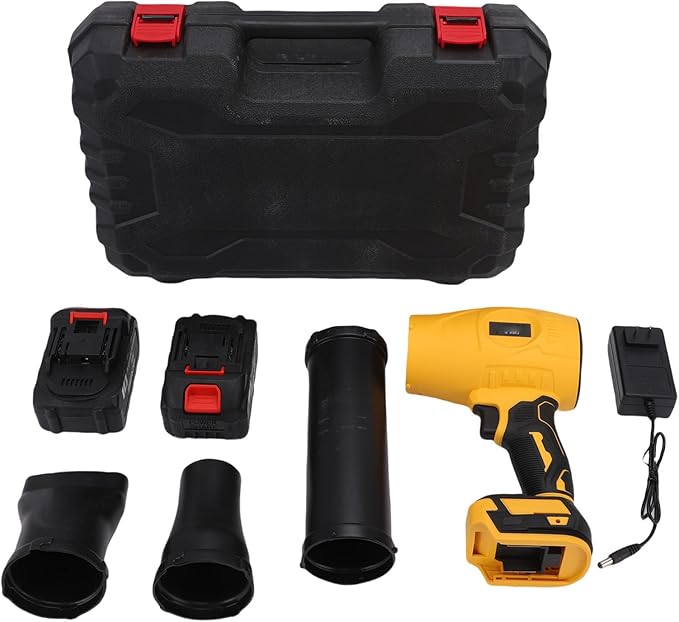 Leaf Blower Cordless Handheld 800000 RPM Rechargeable with Extended Nozzle and 2 Batteries Lightweight Electric for Car Drying and Patio (US Plug)