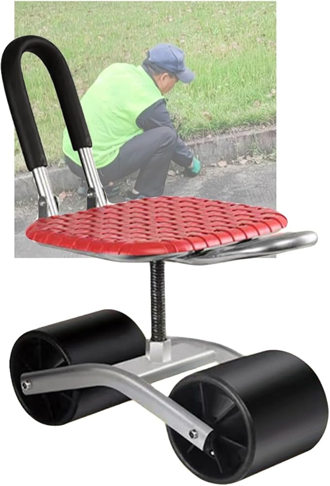 Rolling Garden Work Seat with WheelsOutdoor Gardening Carts with360°Swivel and Foldable Storage for Lawn Yard(Black)