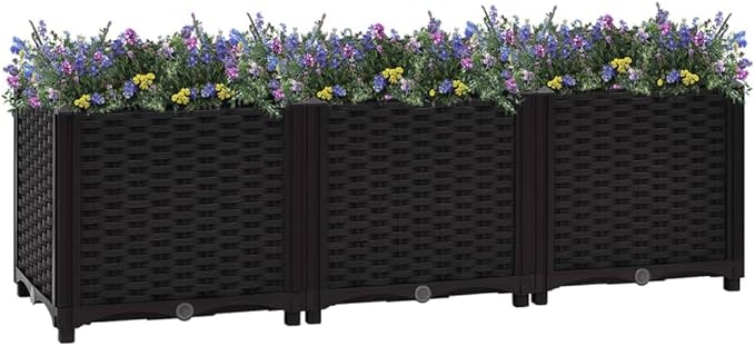 Raised BedOutdoor Planting BoxesIndustrial Rustic PlanterRaised Beds for GardeningPlantersfor Backyard Patio Balcony Garden47.2x15.7x15 Polypropylene