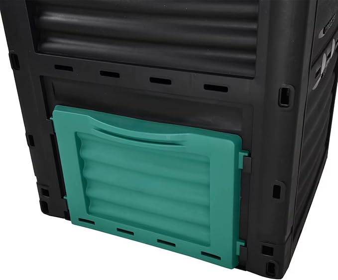 Easy Shopping® Garden Compost Bin 300L Outdoor Composting Container for Kitchen &amp Garden Waste Composter with Hinged Lid Durable &amp Waterproo Black and Green