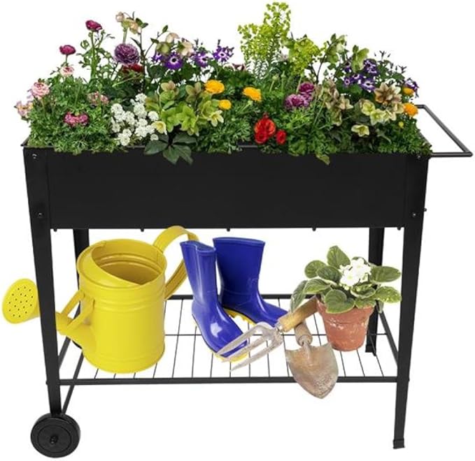 Heavy-Duty Elevated Metal Raised Garden Bed with Legs – Powder-Coated Steel Planter for Vegetables Herbs Flowers – Durable Outdoor Raised Garden Planter Box