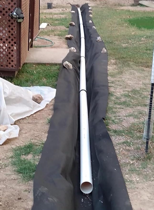 Non Woven Geotextile Fabric Double Punched for French Drains 7oz Garden Weed Barrier Block Stabilize Soil Landscape Fabric for Retaining Wall/Driveway/Construction Projects Water Permeability(Black