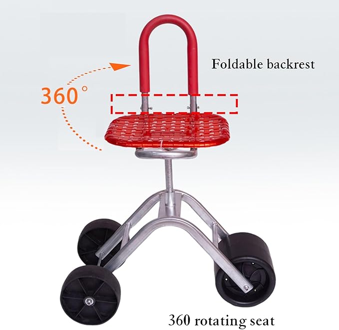 360° Swivel Rolling Gardens Cart with SeatFoldable Garden Scooter for Outdoor Lawn Yard Planting(Blue)
