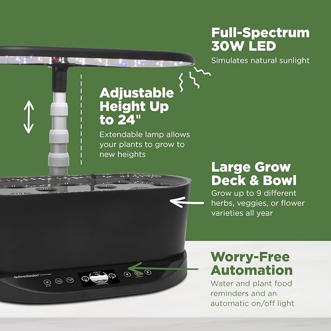 AeroGarden Bounty Basic - Indoor Garden with LED Grow Light Black
