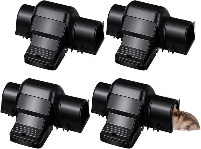 Qualirey 4 Pcs Rat Traps Extra Large Dual Entry Rat and Chipmunk Traps Covered Tunnel Snap Trap Heavy Duty for Indoor Outdoor Garden Basement Yard Rats Mice Chipmunks Set up and Reusable