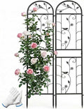2 Pack 87x20 Inch Black Metal Garden Trellis Heavy Duty Outdoor Tall Plant Trellis for Climbing Rose Bush Clematis Jasmine Morning Glory Flowers &amp Vines