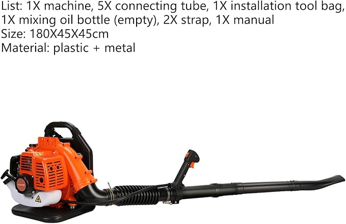 52CC Backpack Leaf Blower Gas Powered2-Stroke Backpack Blowers for Lawn Care6800 RPM Leaf Vacuum550 CFM Air Volume Leaf Blower Snow Blower for Road Cleaning